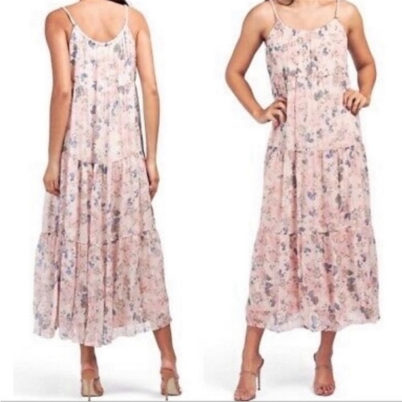 Elena Baldi blue Silk Blend Floral Tiered Maxi Dress medium new with tags - Picture 5 of 13